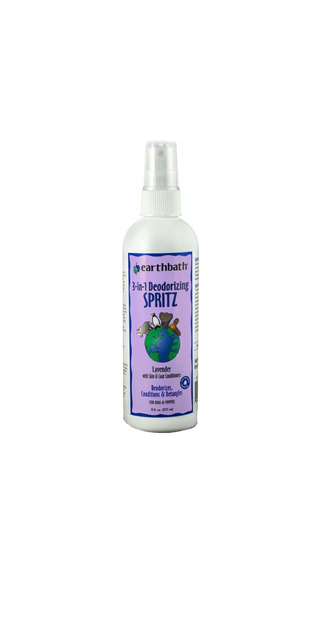 Earthbath Lavender 3-in-1 Deodorizing Spritz for dogs and puppies – 8 oz bottle, cruelty-free, USA-made pet cologne and odor eliminator, conditions and detangles fur